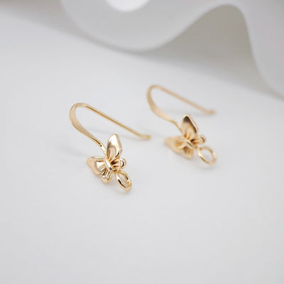 20PCS- 18K Gold Plated Butterfly Ear Hooks, Gold Earring Earring findings with loop, Fish Hooks, Ear Wires for Jewelry Making ZX060