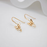20PCS- 18K Gold Plated Butterfly Ear Hooks, Gold Earring Earring findings with loop, Fish Hooks, Ear Wires for Jewelry Making ZX060