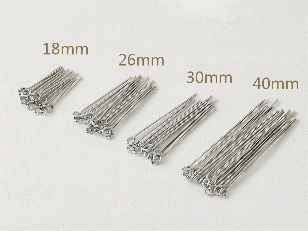 100pcs Eye Pins, O Pins, 14K Gold Plated, 22/25Gauge, 18mm,26mm,30mm,40mm Component for Jewelry Making Findings GD010