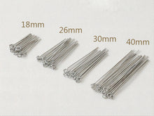 Load image into Gallery viewer, 100pcs Eye Pins, O Pins, 14K Gold Plated, 22/25Gauge, 18mm,26mm,30mm,40mm Component for Jewelry Making Findings GD010