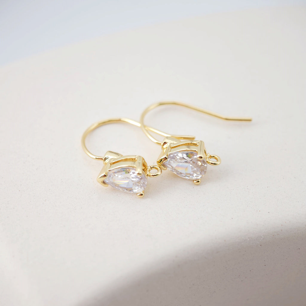 Alambres para pendientes chapados en oro de 18 quilates, ganchos para pendientes con pavé cúbico, sin níquel, ganchos para pez, alambres para joyería D0176