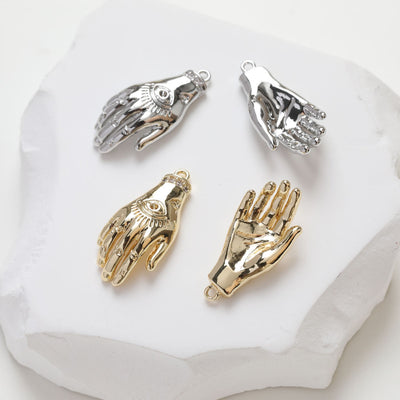 Evil eye Hand Charm, 14K Gold/Silver Plated Eye Pendant, Neckalce Bracelet Making Pendant, Jewelry Supply Finding GZ247