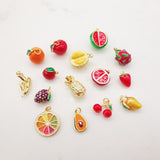 Enamel 3D Fruit Collection Pendants, Strawberry Apple Durian, 18K Gold Plated, Bracelet Necklace Pendnats, Jewelry Findings S2001
