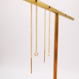 14K Gold Filled Ear Threader, 85mm Threader Earrings, 0.6mm Flat Oval Chain Wire, Chain Earrings B004