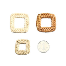 Load image into Gallery viewer, 10PCS Rattan Weaving square-shaped Earring Findings, Boho earring making, Vacation Style Hawaii Handmade Earring Finding BS009