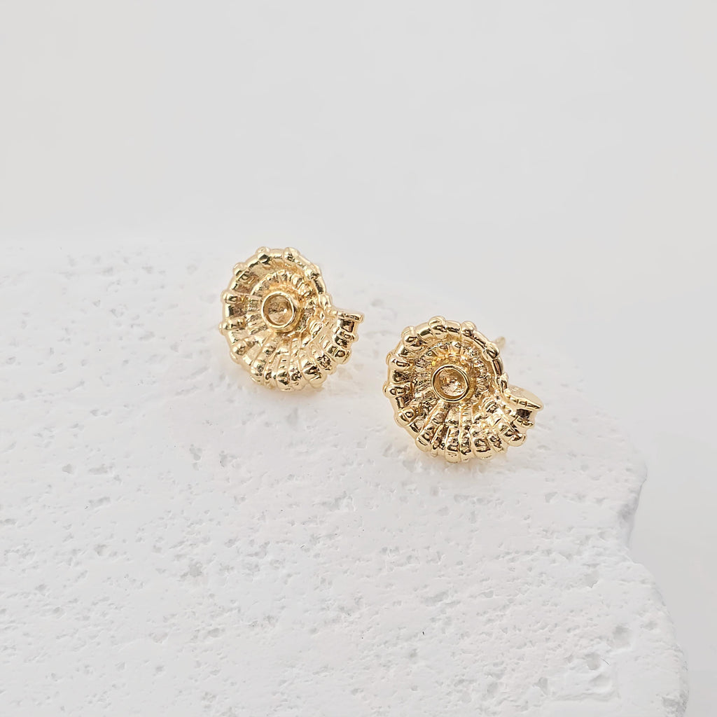 Gold Seashells Earring Post With Loop, S925 Silver Ear Pin Nickel Free Earrings, Hypoallergenic Earring Findings ZX305