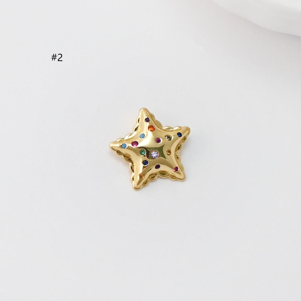 Tiny Star Charms, Crystal Cubic Star Pendant, Star Connector, 18K Gold Plated, Necklace charms, Jewelry Findings