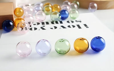 Glass Bubble Beads, 16mm,Ball Hollow Glass Beads Hand Blown Hollow Round Globes for Jewelry Making, DIY Beads Finding GZ005