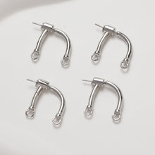 Load image into Gallery viewer, 14K Gold Arch Shape Earring Post With 2 Loops, S925 Silver Ear Pin Nickel Free Earrings, Hypoallergenic Earring Findings GZ351