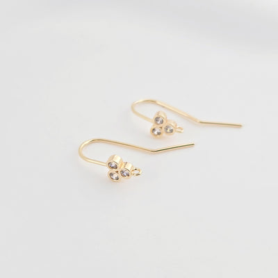14K Gold Plated Ear Wires, Cubic Pave Earring Hooks, Nickel Free, Fish Hooks, Ear Wires for Jewelry Making ZX263