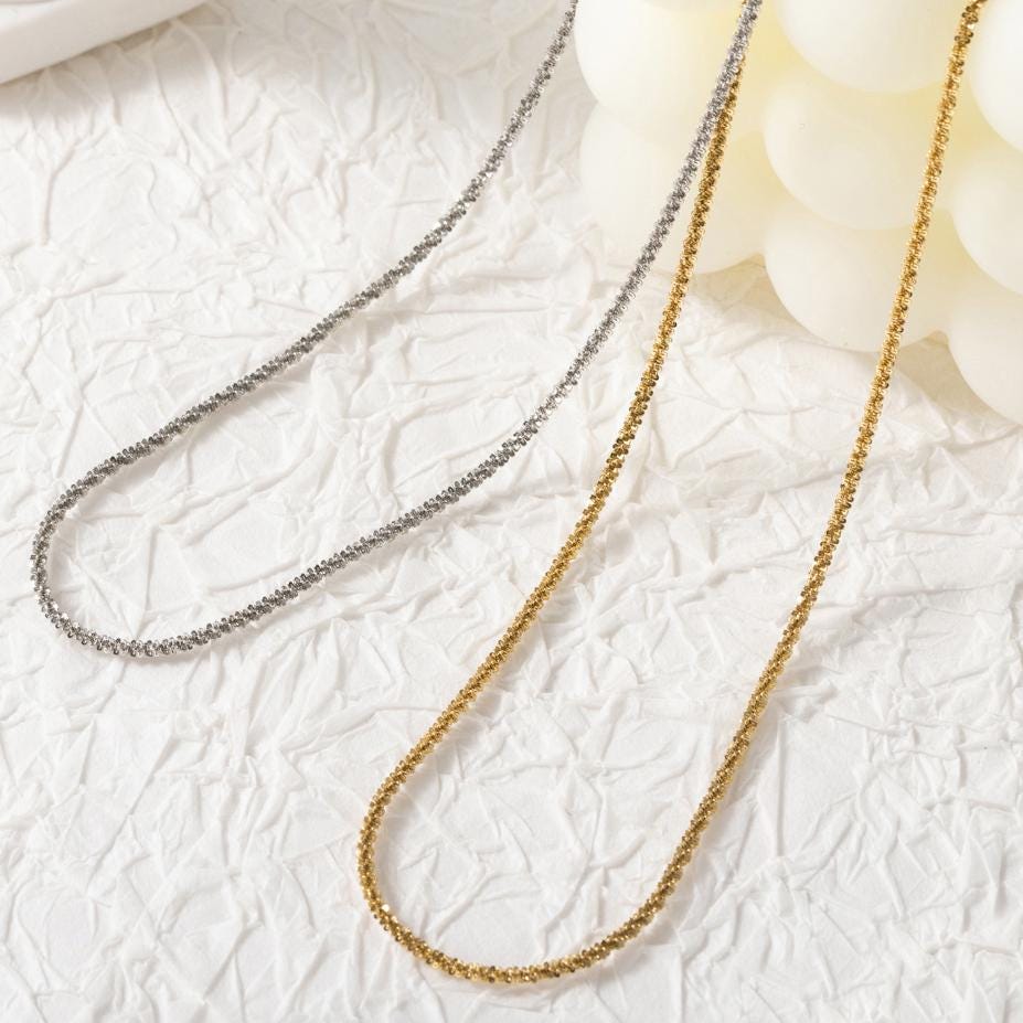 18K Sparkling Necklace, 316L Stainless Steel, Ready to Wear Necklace, 40+5cm/17.7 inch ZD007