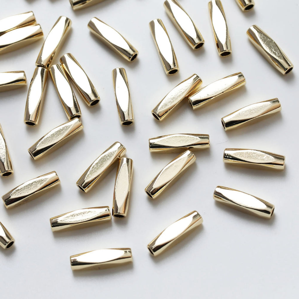 10pcs Tube Beads, Spacer Beads, 14K Gold/Silver Plated, Bracelet Necklace Making Jewelry Finding SC017