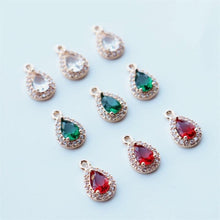 Load image into Gallery viewer, Crystal Tiny Drop Charms, 14K Gold/Silver Plated Teardrop Pendant, CZ Pave, 8*12mm, Jewelry Findings JY060-F158