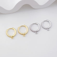 Load image into Gallery viewer, CZ Pave Earring Hoop, Gold Plated Huggie Hoop Earring with Loop, Huggie Hoops DIY Earring  Findings,Handmade Earring Supplies D0108