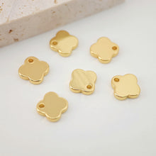 Load image into Gallery viewer, 10PCS Four Leaf Clover Charms, 18K Shiny Gold Plated Charm, Lucky Charm, Bracelet Making Pendant, Jewelry Findings S327