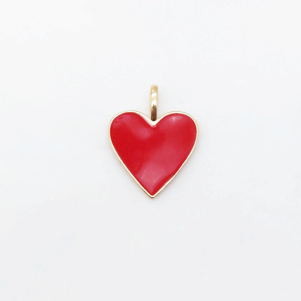 Enamel Heart Charm, 18K Gold Plated Heart Pendant, 24mm, Necklace Bracelet Making Pendant S20466