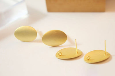 Matte Gold Earring Post With Loop, Brushed Finish, S925 Silver Pin, Nickel Free Earrings, Hypoallergenic Earring Findings GZ202