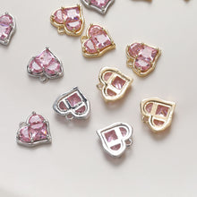 Load image into Gallery viewer, Heart Charms, Pink Cubic Charm,  18K Gold Plated CZ Pave Love Pendant, Necklace Making Pendants, Jewelry Findings ZZ037