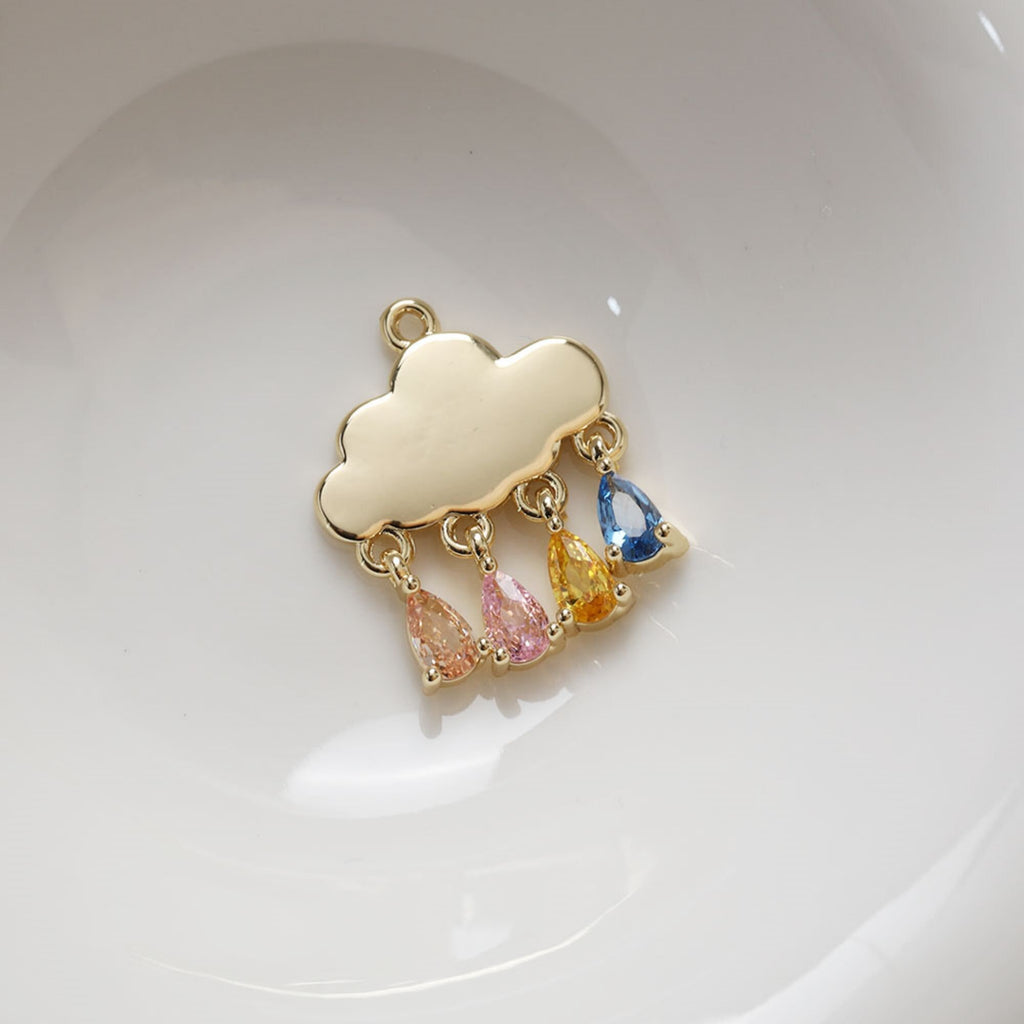 Dainty Cloud Charm, Coloured Cubiz Zircon Pendant, 18K Gold Plated, Bracelet Making Charm, Jewelry Findings GZ240