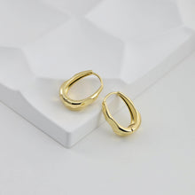 Load image into Gallery viewer, Gold Oval Ear Hoops, 18K Gold/Silver Plated Leverback Earrings, Huggie Hoops Earring D0565