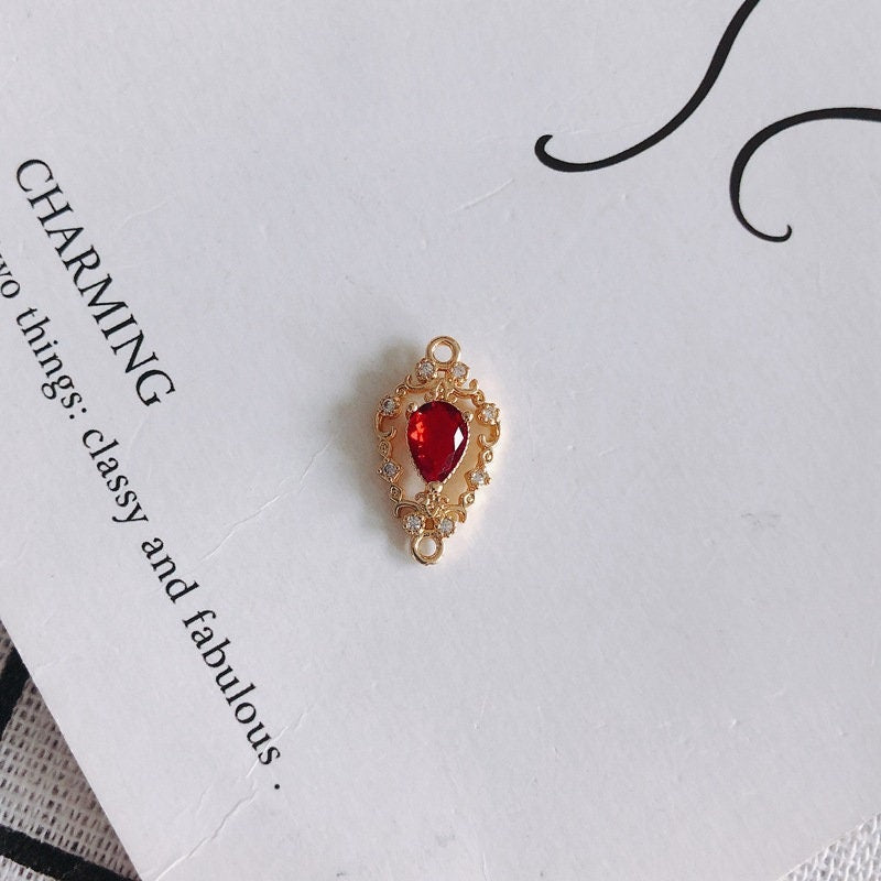 4 piezas de dijes de conector de flor con bucles, conector bohemio, colgante de pavé cúbico, fabricación de pulseras y collares, accesorio de joyería chapado en oro MY033-F037