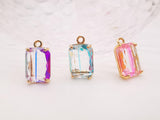 5pcs Colorful Crystal Charm, Crystal Pendant, Bracelet Necklace Pendant, Gold Plated Glass Charm, Jewelry Findings L005-F257