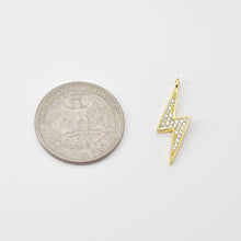 Load image into Gallery viewer, Lighting Charm, CZ Pave Pendant, 18K Gold Plated, Bracelet Making Charm, Jewelry Findings S20694