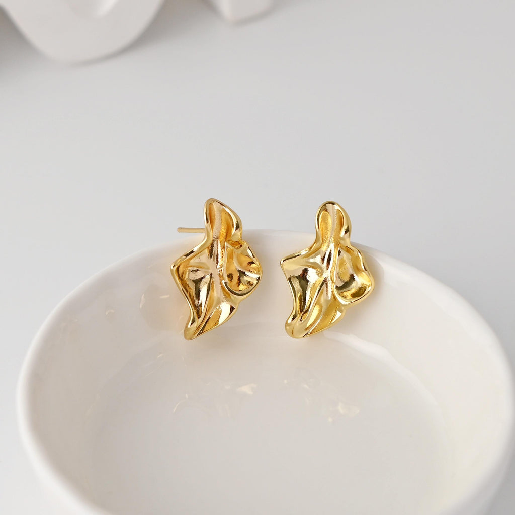 أقراط غير منتظمة بحلقة، مطلية بالذهب عيار 18 قيراطًا، خالية من النيكل، دبوس من الفضة الاسترلينية S925، أقراط أذن مضادة للحساسية D0485