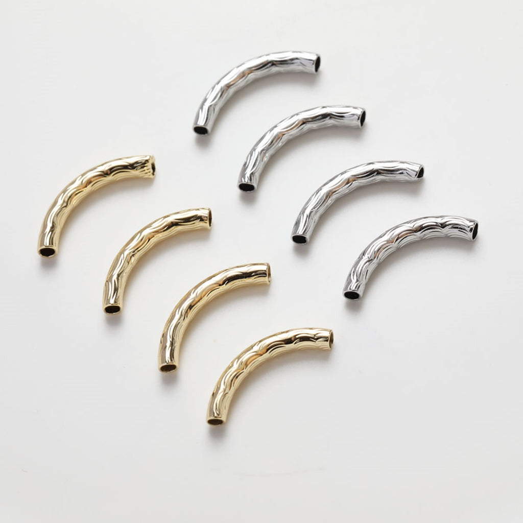 10 cuentas de tubo curvo, cuentas espaciadoras curvas, cuentas de tubo curvo, chapadas en oro/plata de 14 quilates, para hacer pulseras y collares, accesorio de joyería GZ244