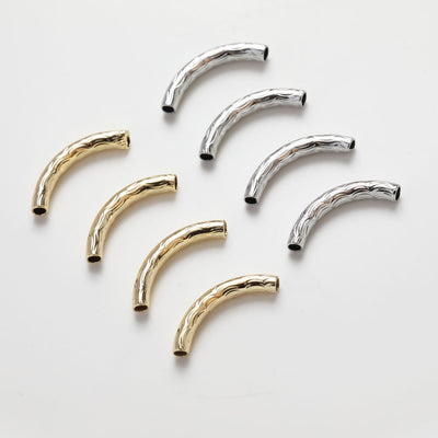 10pcs Curved Tube Beads, Curved Spacer Beads, Curved Tube Beads, 14K Gold/Silver Plated, Bracelet Necklace Making Jewelry Finding GZ244