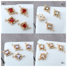 Load image into Gallery viewer, 10pcs Charm with two loops, Boho Pendant, Cubic Pave Pendant,  Necklace Making, Gold Plated Jewelry Findings HL121-F006