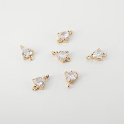 Tiny Heart Connector Charm, Cubic Pave Pendant, Love Charm, Bracelet Necklace Making, Gold Plated Jewelry Findings HL008-F055