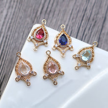 Load image into Gallery viewer, 10pcs Boho Connector Pendant, CZ Pave Charm, 14K Gold Plated CZ Pave, Necklace Making Charm, Jewelry Findings HL053