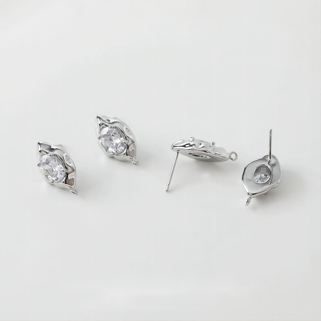 قرط أذن غير منتظم من الزركونيا، ذهب/فضة عيار 14 قيراط، قرط فضة S925 خالٍ من النيكل، على شكل عين مع حلقة GE015