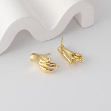 Load image into Gallery viewer, Gold Hand Earrings Post With Loop, 18K Gold Plated, Nickel Free, S925 Silver Pin,Ear Stud Hypoallergenic Earring Findings D0349