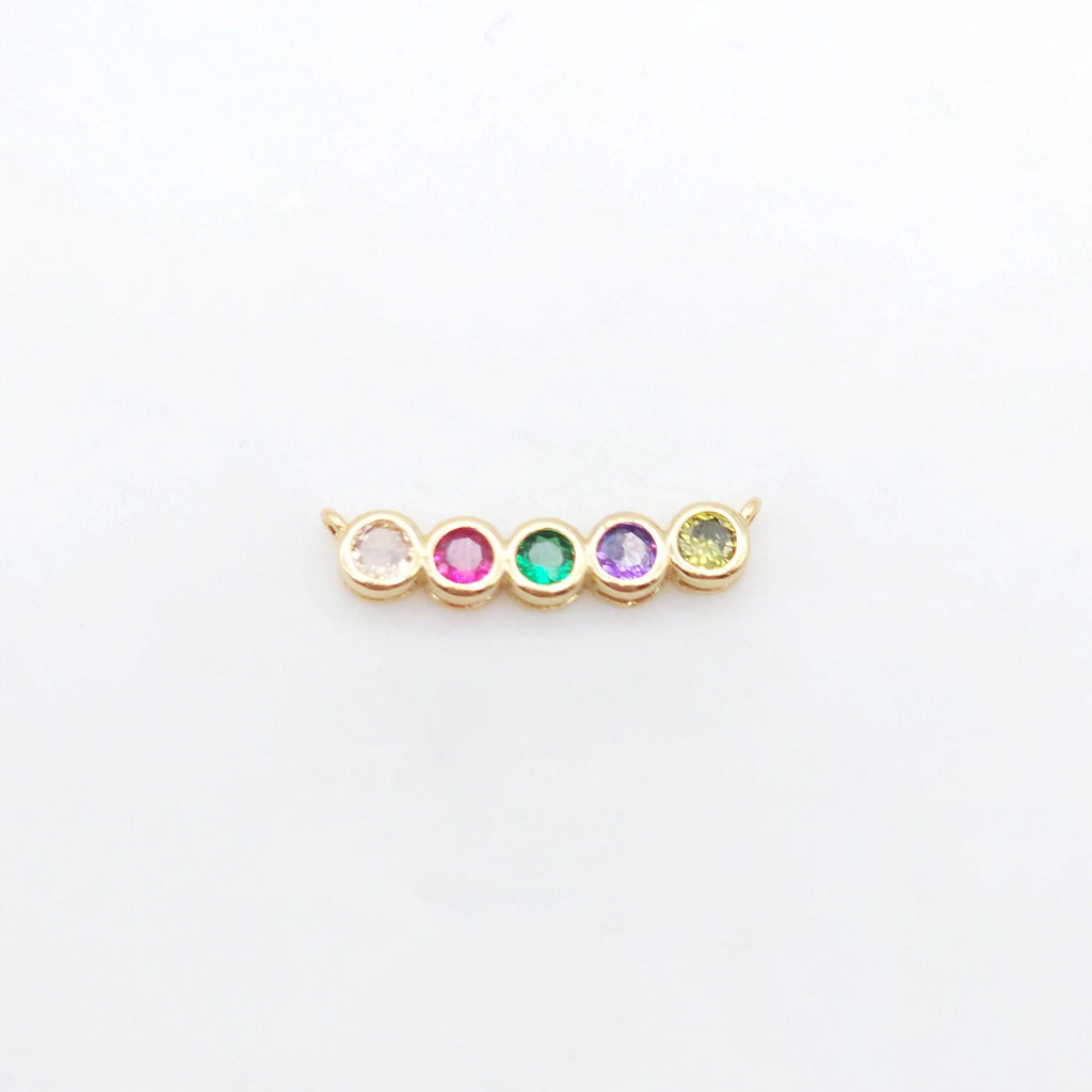 Rainbow Cubic Tennis Connector, 4mm CZ, 18K Gold Plated CZ Pave Tennis Pendant, Bracelet Making Charm, Jewelry Findings S20537