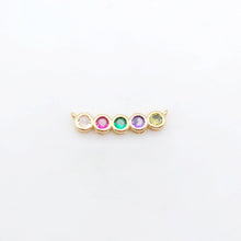 Load image into Gallery viewer, Rainbow Cubic Tennis Connector, 4mm CZ, 18K Gold Plated CZ Pave Tennis Pendant, Bracelet Making Charm, Jewelry Findings S20537