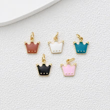 Cargar imagen en el visor de la galería, Colgante de corona, dijes de corona esmaltados, dijes de tiara real, dijes chapados en oro de 18 quilates, fabricación de pulseras y collares, accesorios de joyería S1368