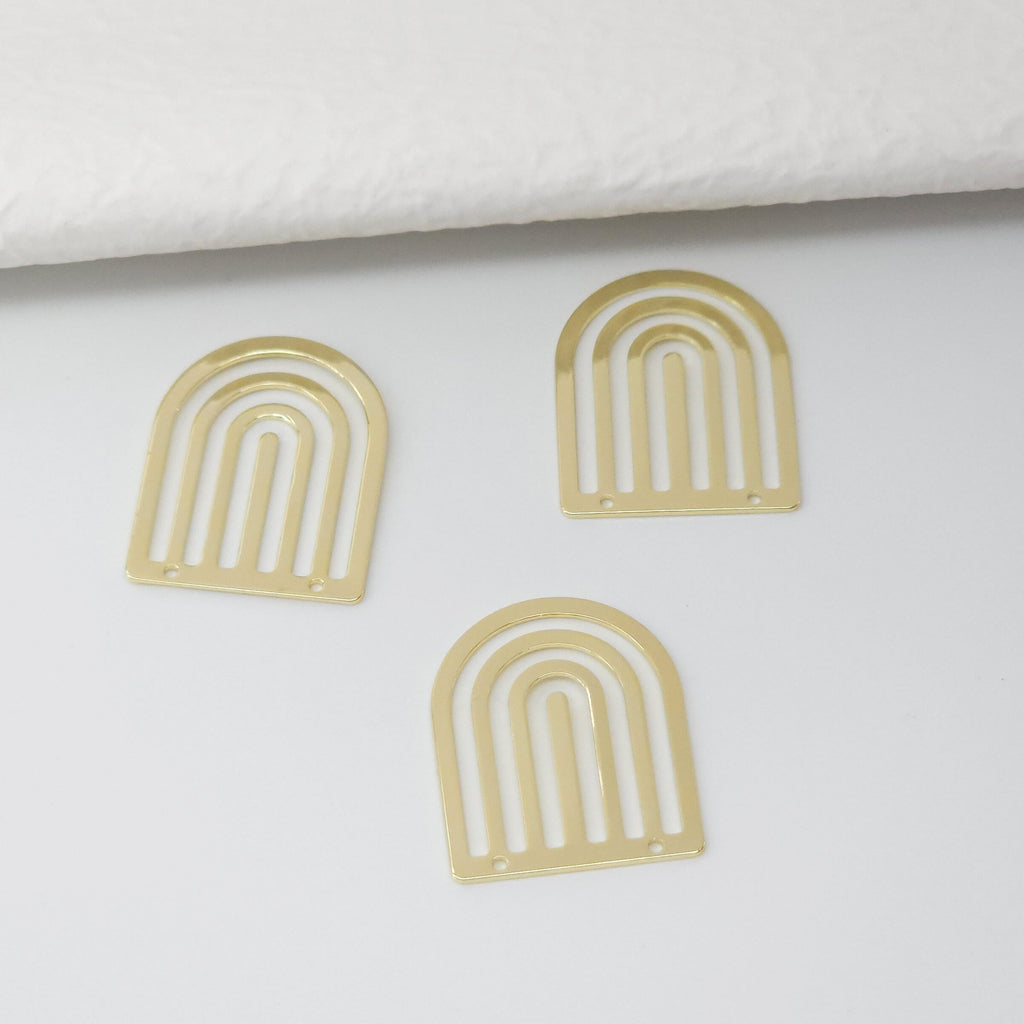 Arch Connector with holes, 14K Gold Plated Brass Earring Making Findings, 25mm Jewelry Findings STT041-D0019