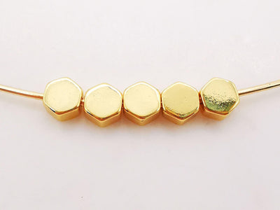 20PCS- 5mm Hexagon Spacer Beads, 18K Gold Plated , Dainty Bracelet Necklace Making Beads, Jewelry Finding S222