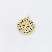 Load image into Gallery viewer, 18K Gold Compass Pendant, Compass Charm for Necklace Making, Jewelry Findings S20480