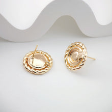 Load image into Gallery viewer, Round Sun Earring Post, 18K Gold Plated Stud Earring With Loop, Sunshine Ear Studs, Earring Finding ZX211