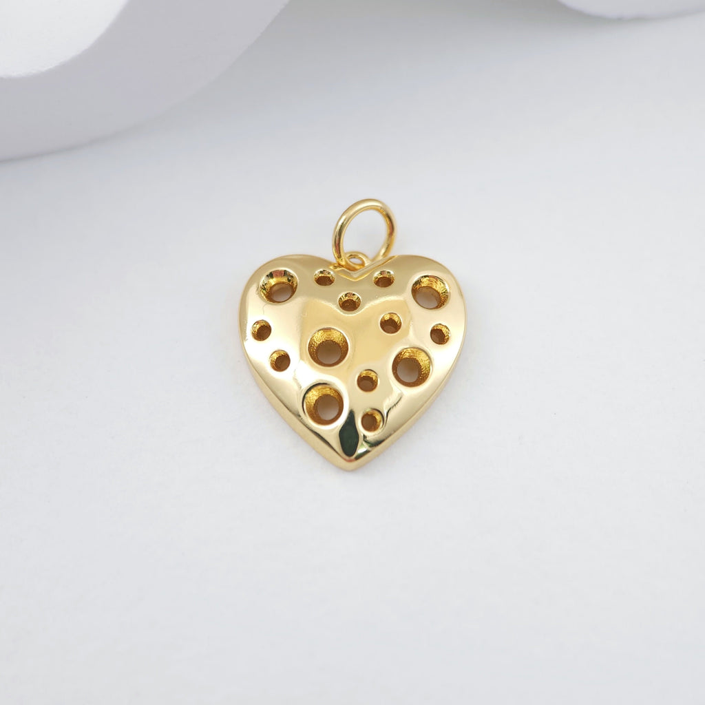 Dijes de queso con forma de cubo de corazón brillante, chapado en oro de 18 quilates, para hacer collares, accesorios de joyería S1110