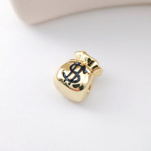 Load image into Gallery viewer, Enamel Money Bag Beads, Dollar Spacer Beads, 18K Gold Plated,  Bracelet Necklace Making Jewelry Finding S1136