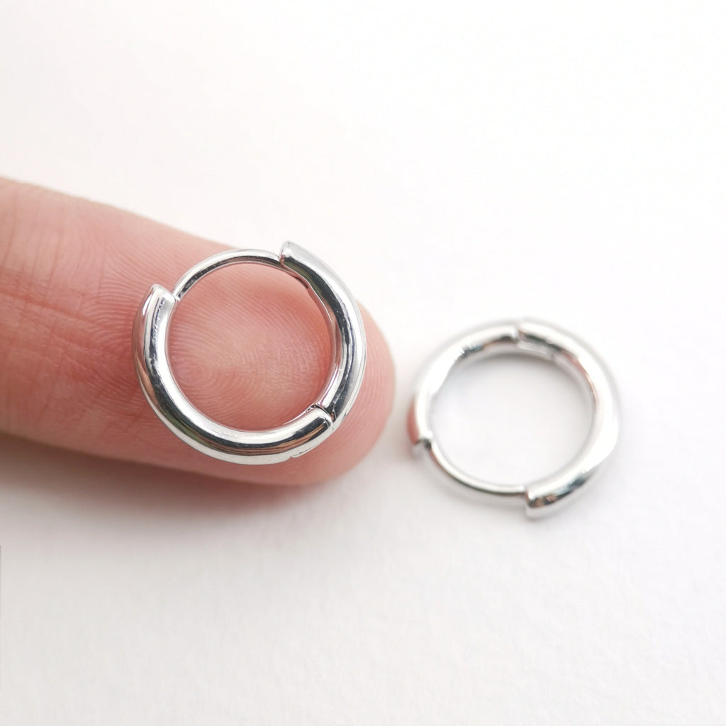 18K Gold Plated Round Hoop Earring, Huggie Hoops Earring Parts, Spring Ear Hoops, 14mm, hoop earrings D0112