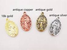 Load image into Gallery viewer, Saint Maria Charms, Religious Charms, 12x20mm, 18K Real Gold Plated Our Lady Pendants, Vintage Necklace Making Charms S712