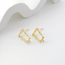 Load image into Gallery viewer, 18K Gold Irregular Quad Earring Post With Loop, S925 Silver Pin, Stud Earring Nickel Free, 14*10mm, Hypoallergenic Earring Findings D0230