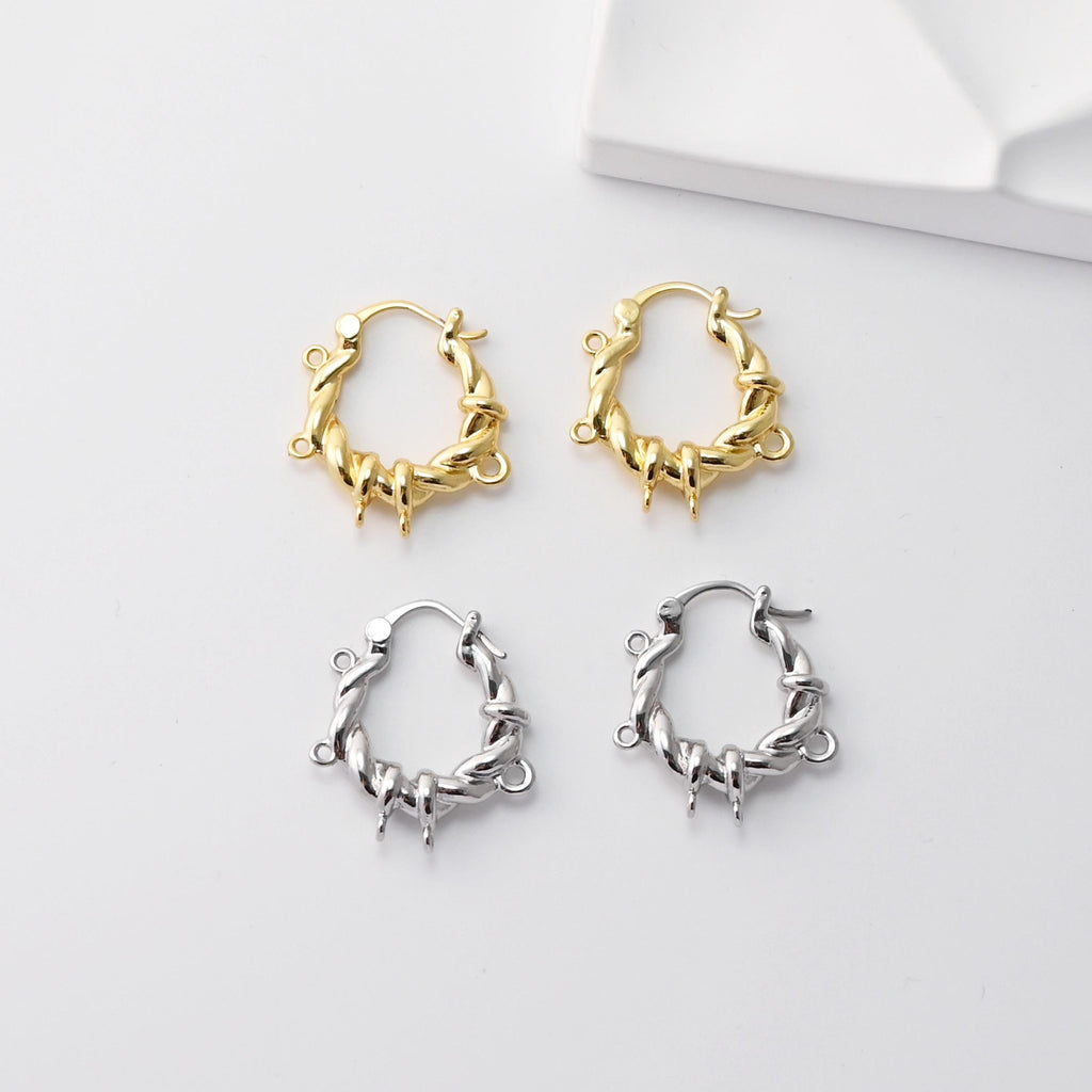 Twisted Lava Earring Hoops With Five Loop, Gold Plated Earring, Huggie Hoop Earring, DIY Earring  Findings, Handmade Earring Supplies D0378