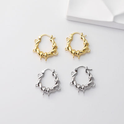 Twisted Lava Earring Hoops With Five Loop, Gold Plated Earring, Huggie Hoop Earring, DIY Earring  Findings, Handmade Earring Supplies D0378