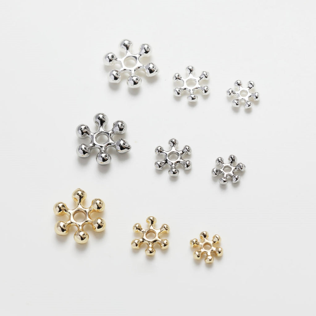 Flower Spacer Beads, 14K Gold Plated, 4mm, 5mm, 7mm, Dainty Earring Making Beads, Jewelry Finding SC010